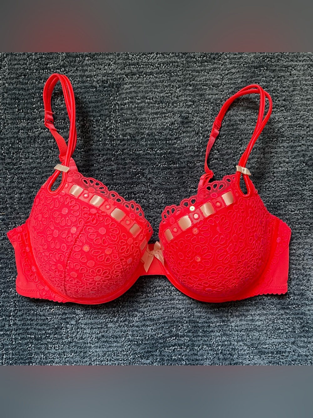 Victoria's Secret Pink Lace Demi Bra with Ribbon Detail